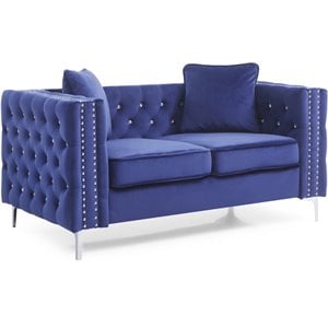 Glory Furniture Paige Velvet Loveseat in Blue