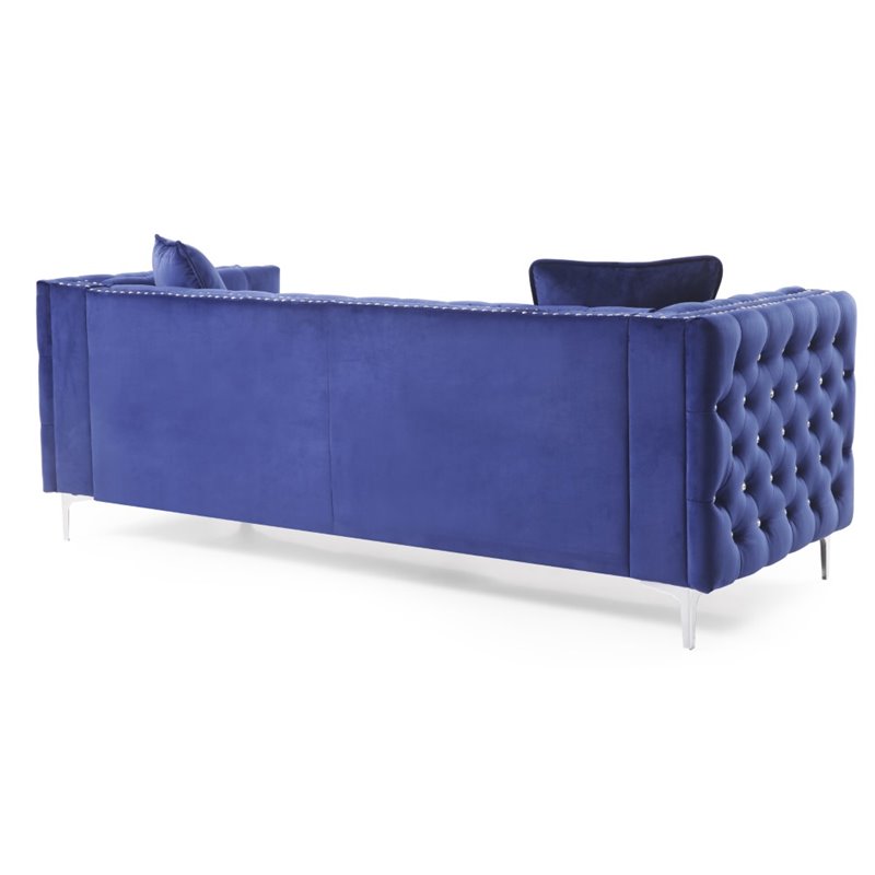 Glory Furniture Paige Velvet Sofa in Blue
