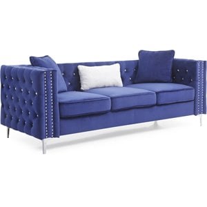 Glory Furniture Paige Velvet Sofa in Blue