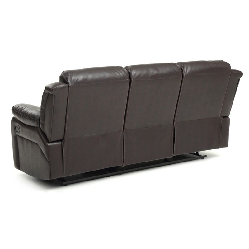 Glory Furniture Daria Faux Leather Reclining Sofa in Dark Brown