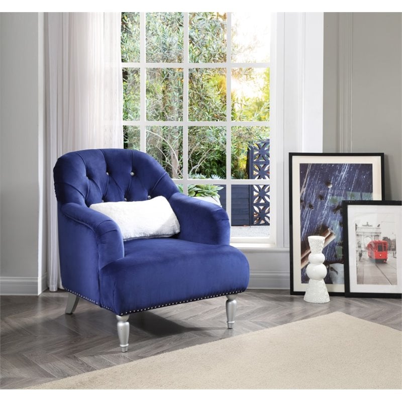 Glory Furniture Jewel Velvet Chair in Blue