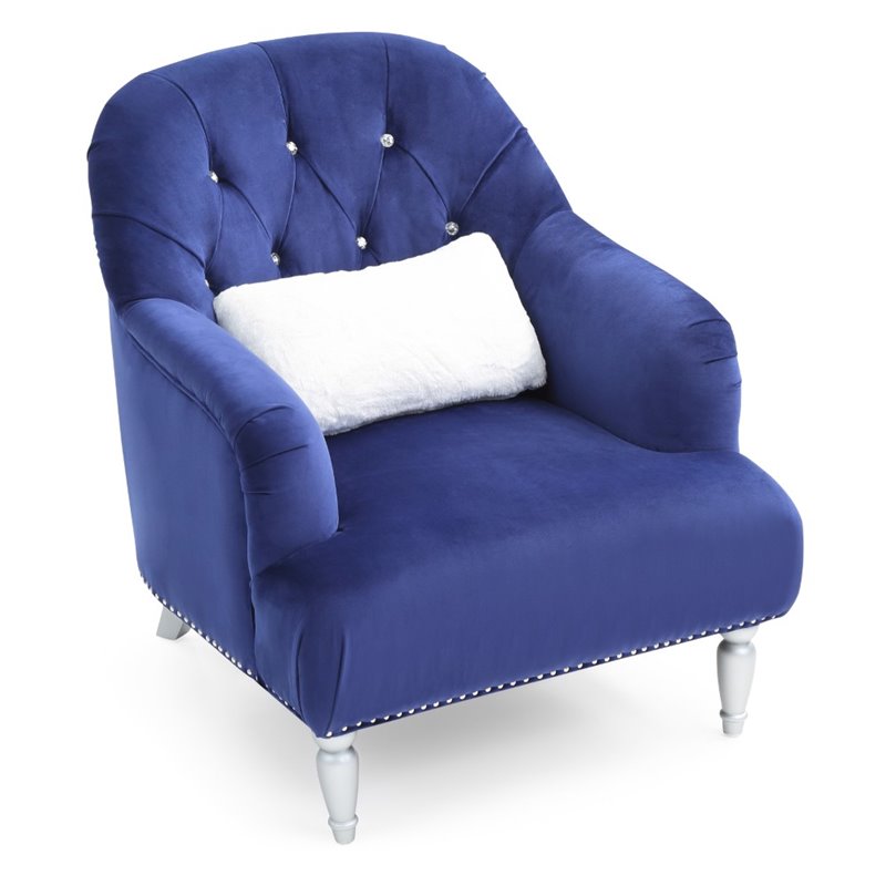 Glory Furniture Jewel Velvet Chair in Blue