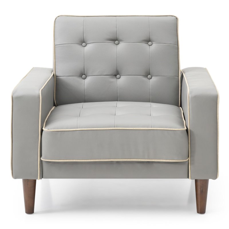 Glory Furniture Andrews Faux Leather Upholstered Convertible Chair in Gray