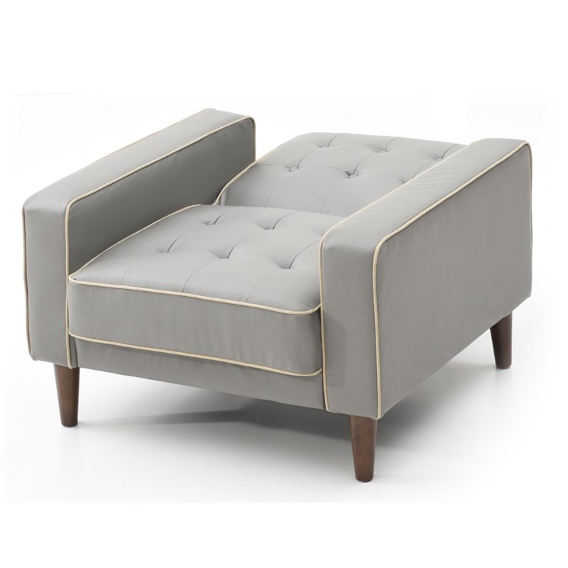 Glory Furniture Andrews Faux Leather Upholstered Convertible Chair in Gray