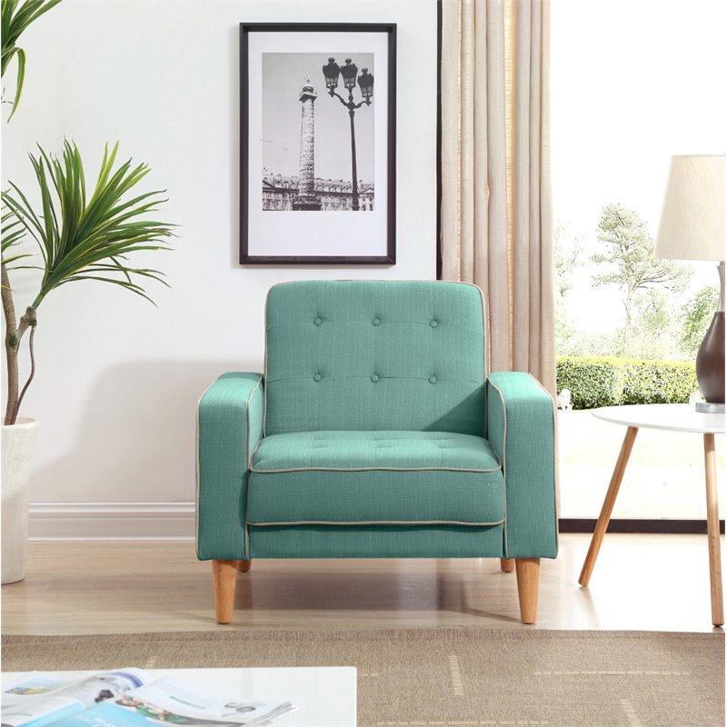 Glory Furniture Andrews Twill Fabric Upholstered Convertible Chair in Teal
