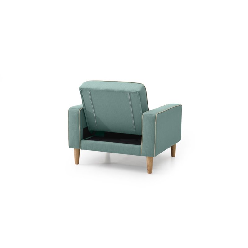 Glory Furniture Andrews Twill Fabric Upholstered Convertible Chair in Teal