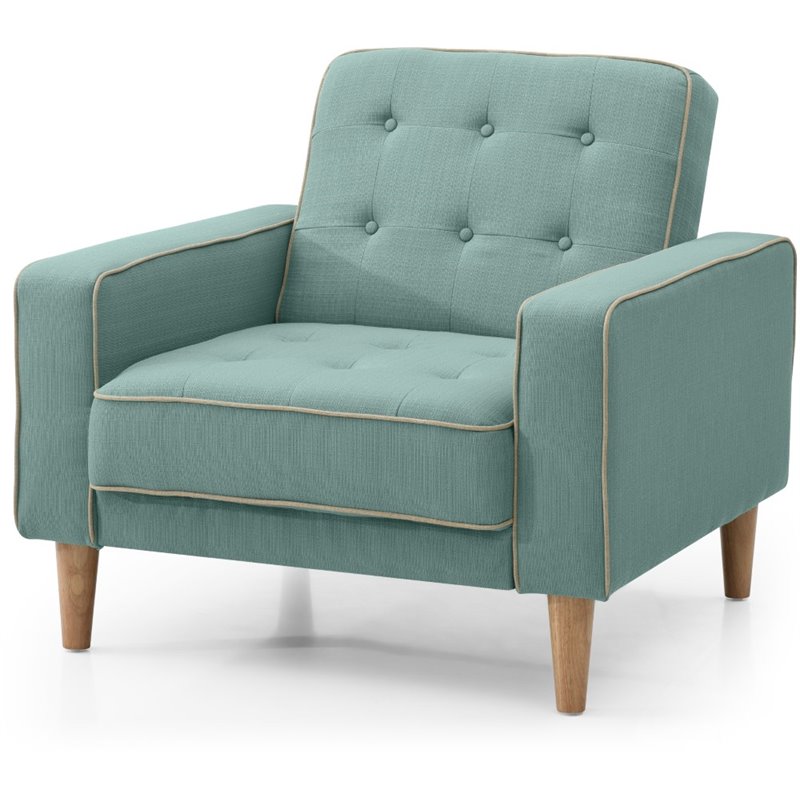 Glory Furniture Andrews Twill Fabric Upholstered Convertible Chair in Teal