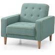 Glory Furniture Andrews Twill Fabric Upholstered Convertible Chair in Teal