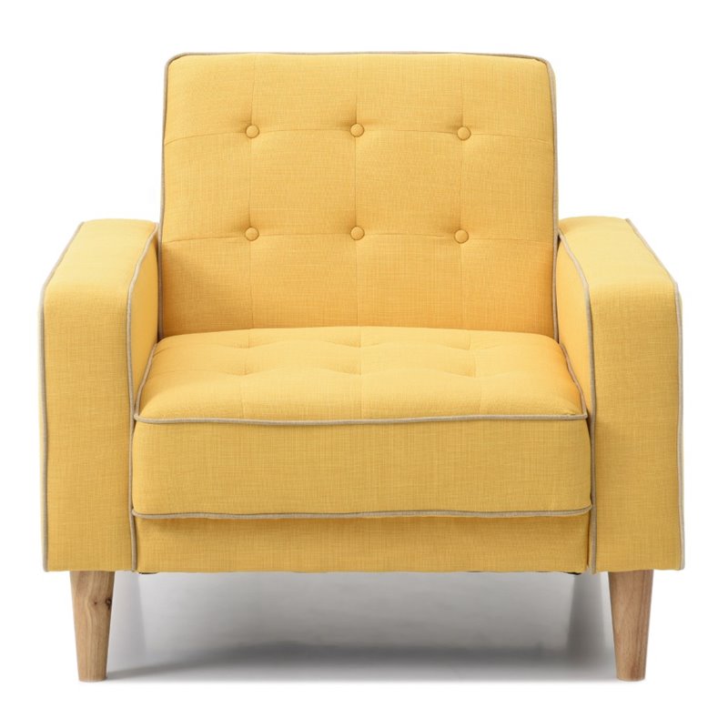Glory Furniture Andrews Twill Fabric Upholstered Convertible Chair in Yellow
