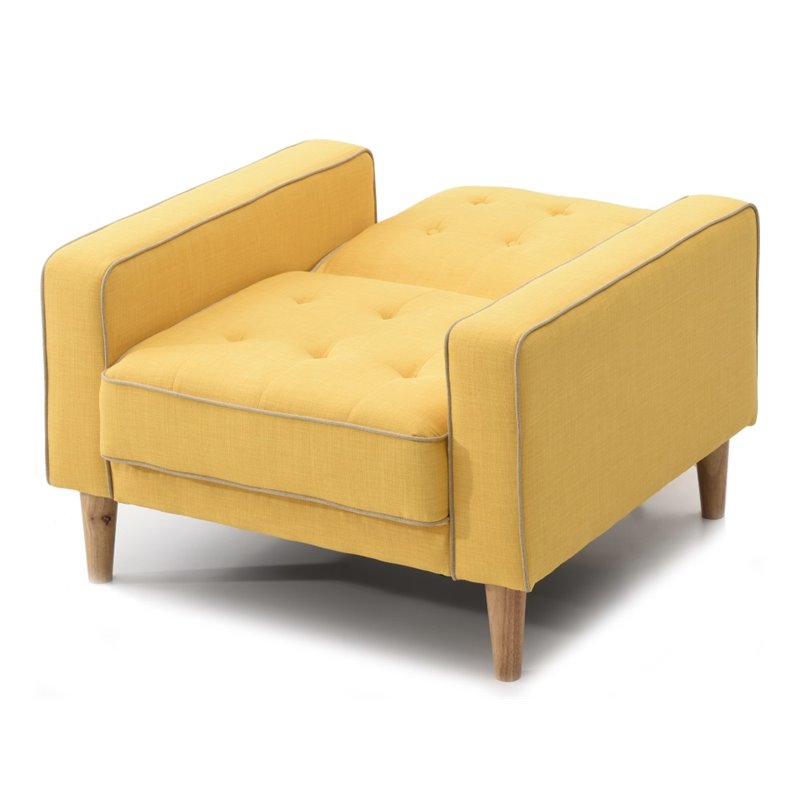 Glory Furniture Andrews Twill Fabric Upholstered Convertible Chair in Yellow