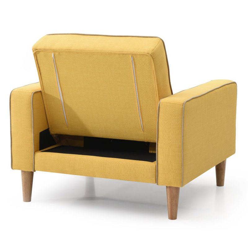 Glory Furniture Andrews Twill Fabric Upholstered Convertible Chair in Yellow