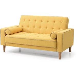 glory furniture andrews twill fabric sleeper loveseat in yellow