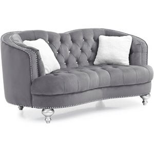 Glory Furniture Jewel Velvet Loveseat in Gray