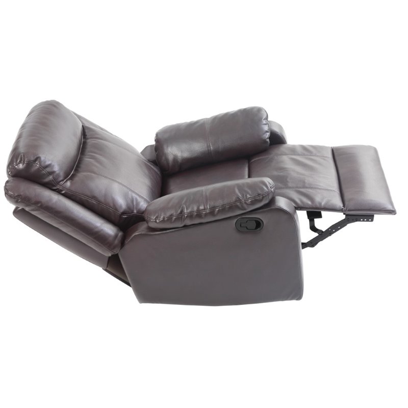Glory Furniture Ward Faux Leather Rocker Recliner in Dark Brown