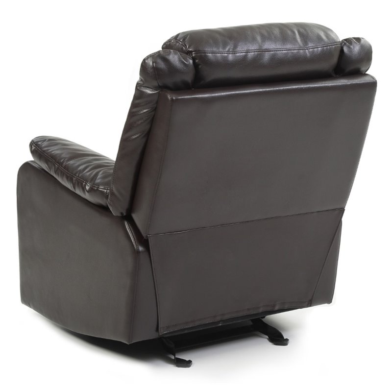 Glory Furniture Ward Faux Leather Rocker Recliner in Dark Brown