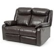 Glory Furniture Ward Faux Leather Double Reclining Loveseat in Dark Brown