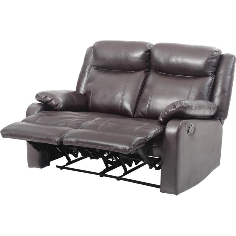 Glory Furniture Ward Faux Leather, Light Brown Leather Reclining Loveseat