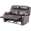 Glory Furniture Ward Faux Leather Double Reclining Loveseat in Dark Brown