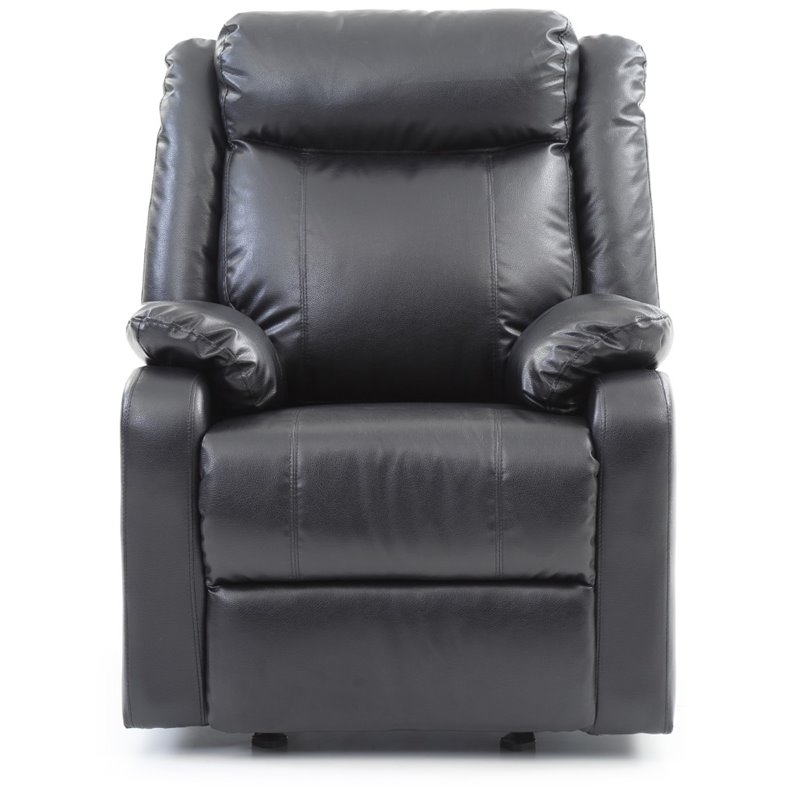 Glory Furniture Ward Faux Leather Rocker Recliner in Black
