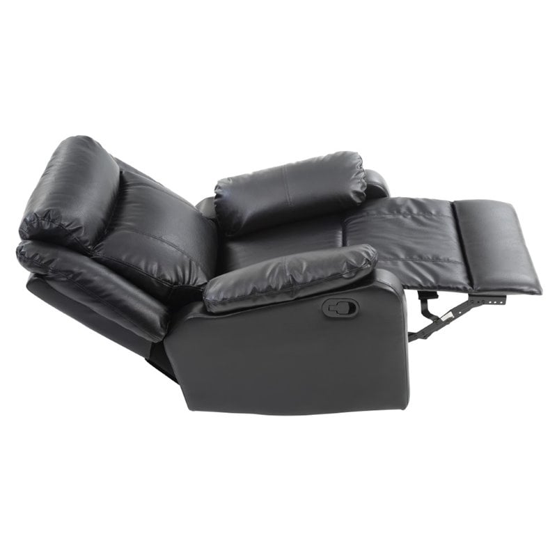 Glory Furniture Ward Faux Leather Rocker Recliner in Black