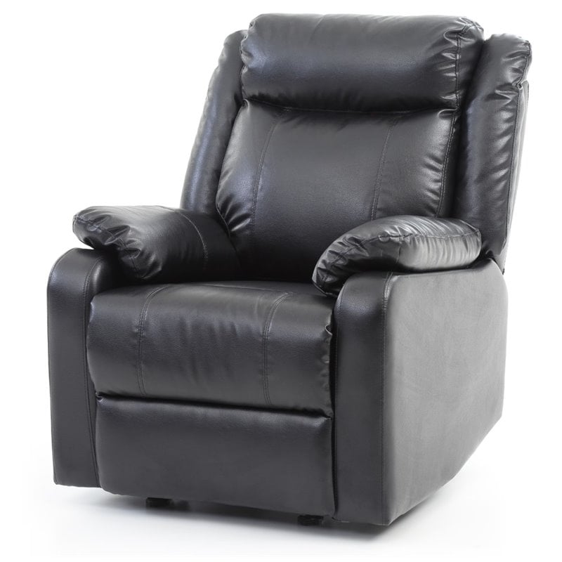 Glory Furniture Ward Faux Leather Rocker Recliner in Black