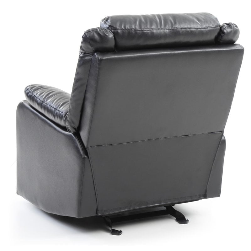 Glory Furniture Ward Faux Leather Rocker Recliner in Black