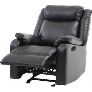 Glory Furniture Ward Faux Leather Rocker Recliner in Black