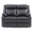 Glory Furniture Ward Faux Leather Double Reclining Loveseat in Black