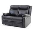 Glory Furniture Ward Faux Leather Double Reclining Loveseat in Black