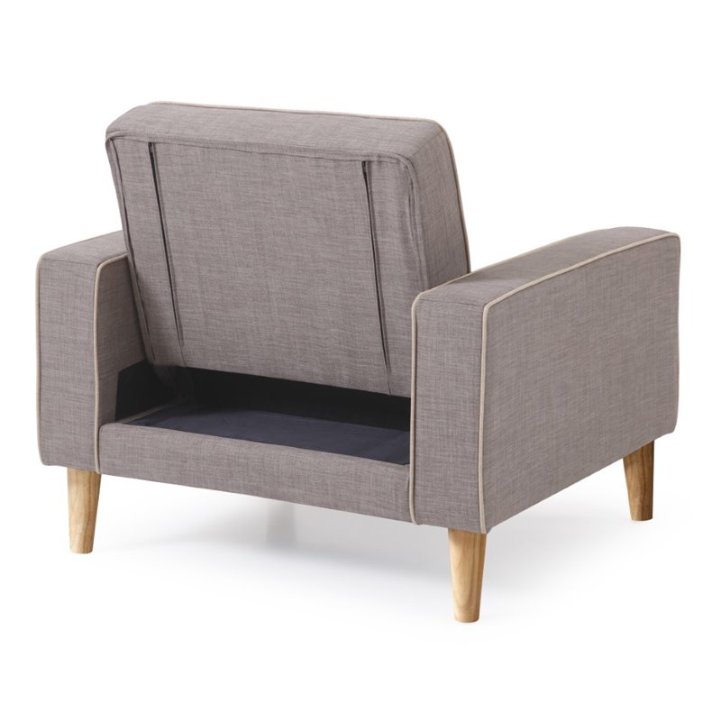 Glory Furniture Andrews Twill Fabric Convertible Chair in Gray