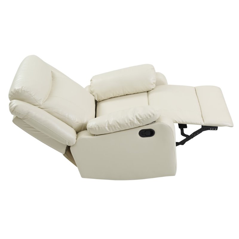 Glory Furniture Ward Faux Leather Rocker Recliner in Pearl