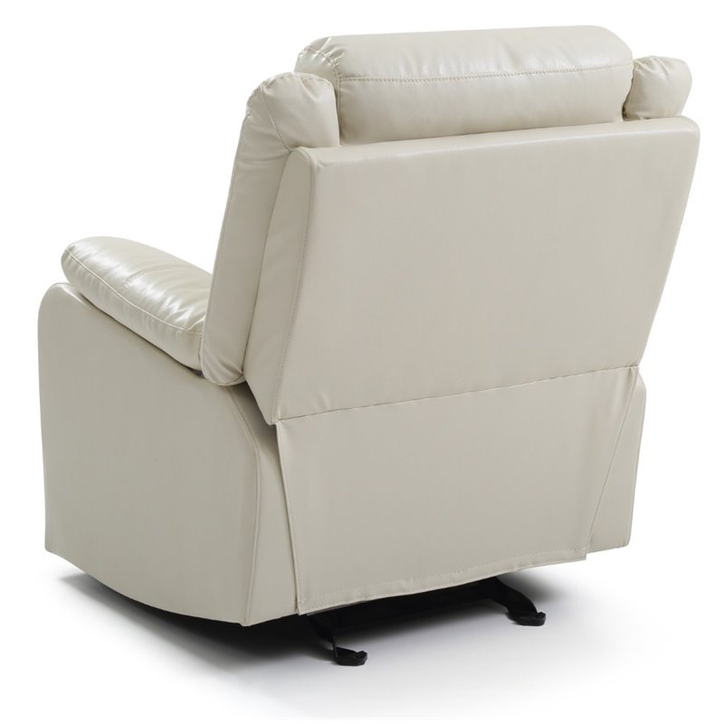 Glory Furniture Ward Faux Leather Rocker Recliner in Pearl