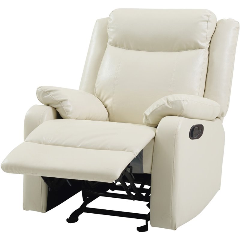 Glory Furniture Ward Faux Leather Rocker Recliner in Pearl