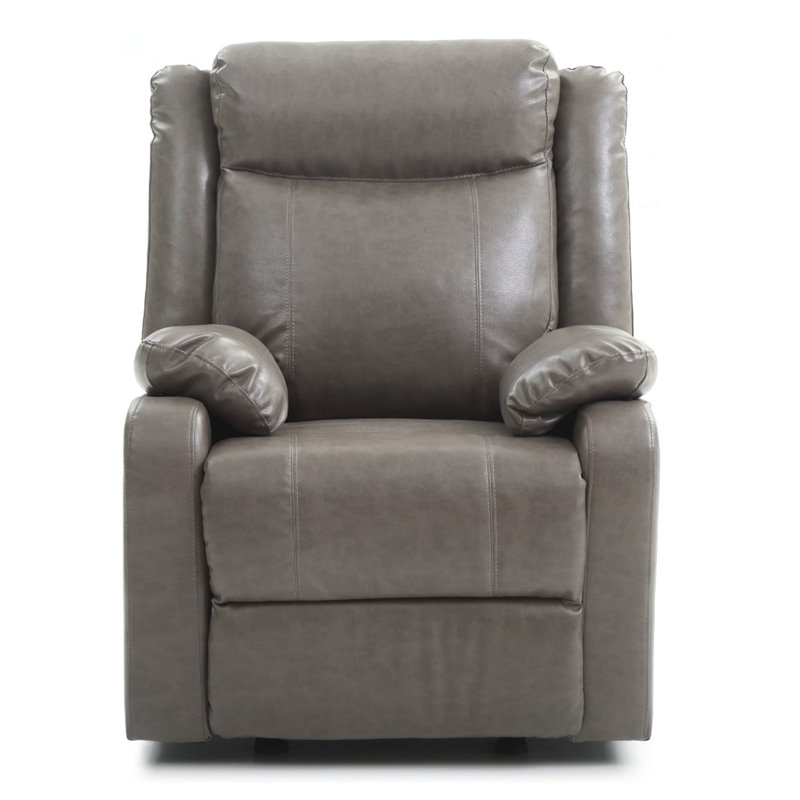 Glory Furniture Ward Faux Leather Rocker Recliner in Gray