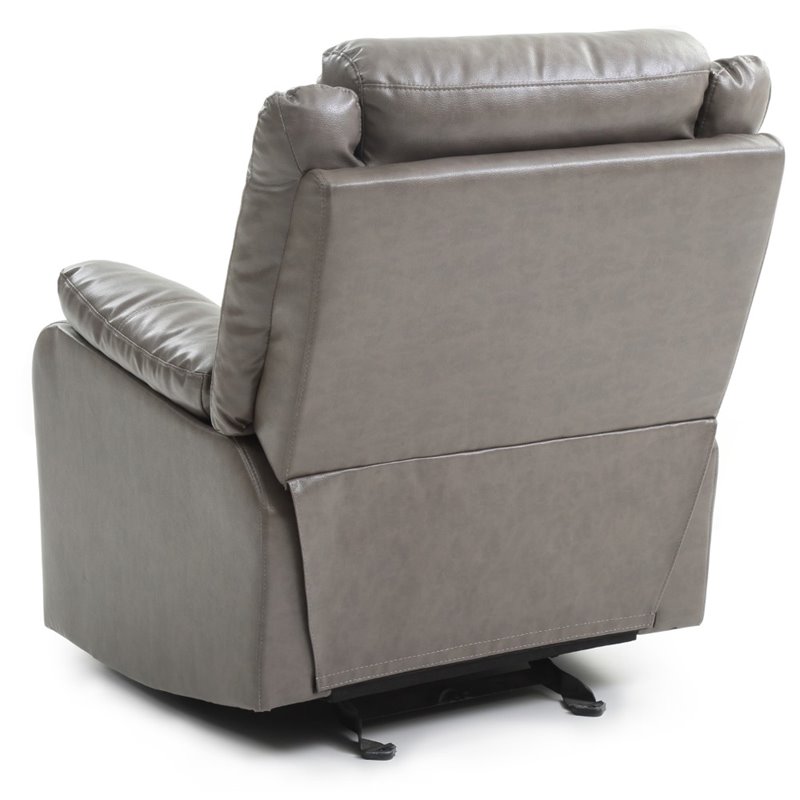 Glory Furniture Ward Faux Leather Rocker Recliner in Gray