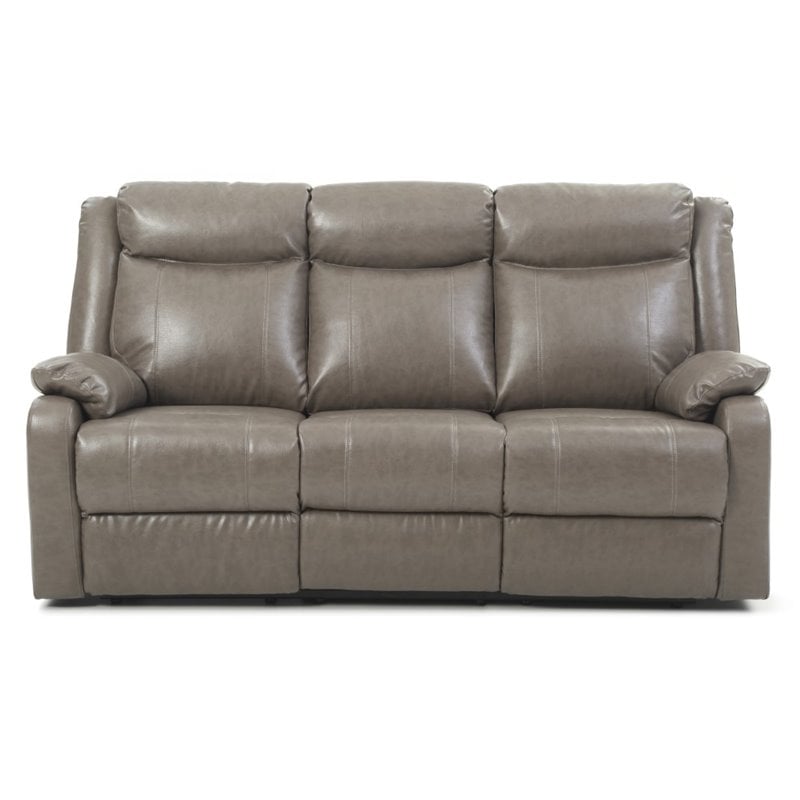 Glory Furniture Ward Faux Leather Double Reclining Sofa in Gray