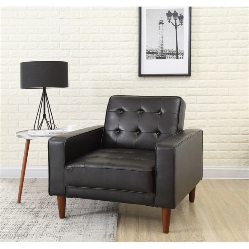 Glory Furniture Andrews Faux Leather Convertible Chair in Black