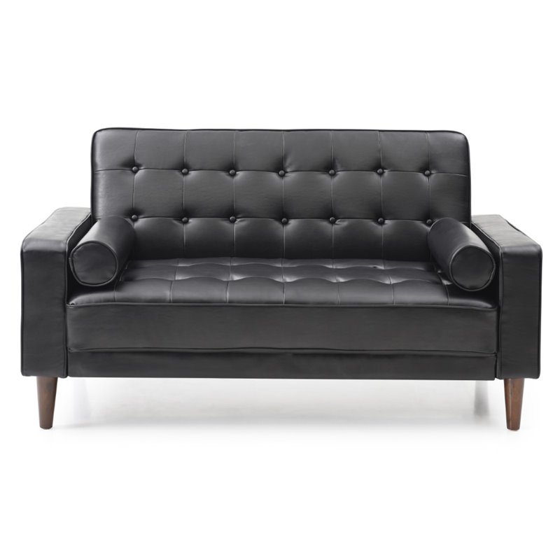 Glory Furniture Andrews Faux Leather Sleeper Loveseat in Black