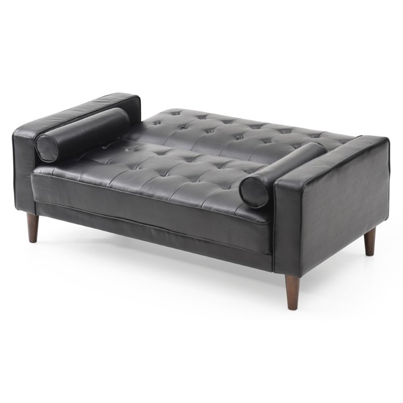 Glory Furniture Andrews Faux Leather Sleeper Loveseat in Black
