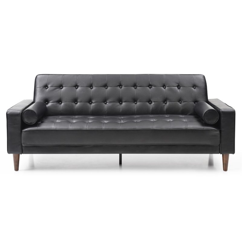 Glory Furniture Andrews Faux Leather Sleeper Sofa in Black