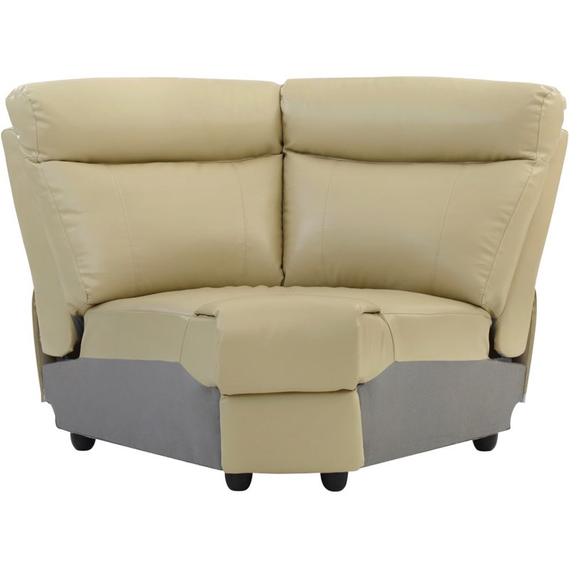 Glory Furniture Ward Faux Leather Upholstered Wedge Chair in Putty