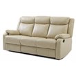 Glory Furniture Ward Faux Leather Upholstered Double Recliner Sofa in Putty
