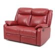 Glory Furniture Ward Faux Leather Double Reclining Loveseat in Red