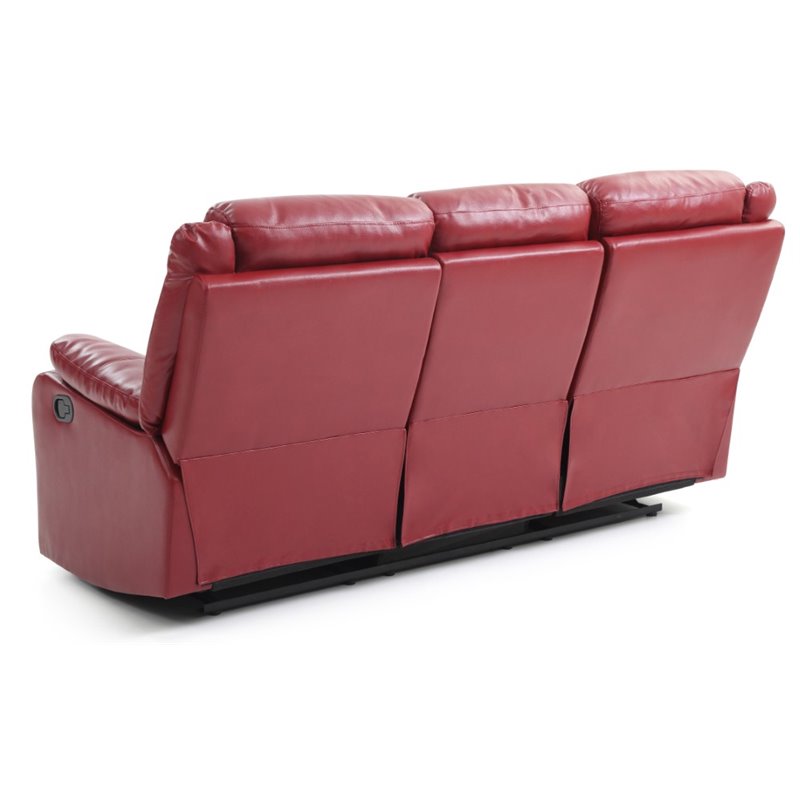 Glory Furniture Ward Faux Leather Double Reclining Sofa in Red
