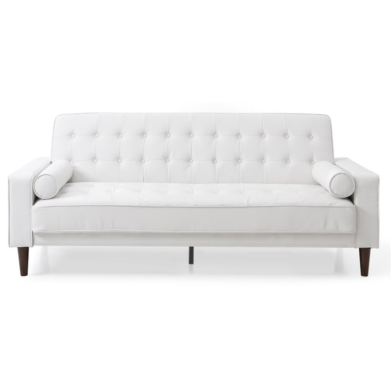 Glory Furniture Andrews Faux Leather, Sleeper Sofa Leather White
