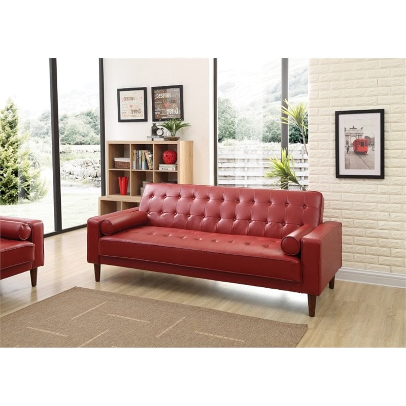 Glory Furniture Andrews Faux Leather Sleeper Sofa in Red Cymax Business