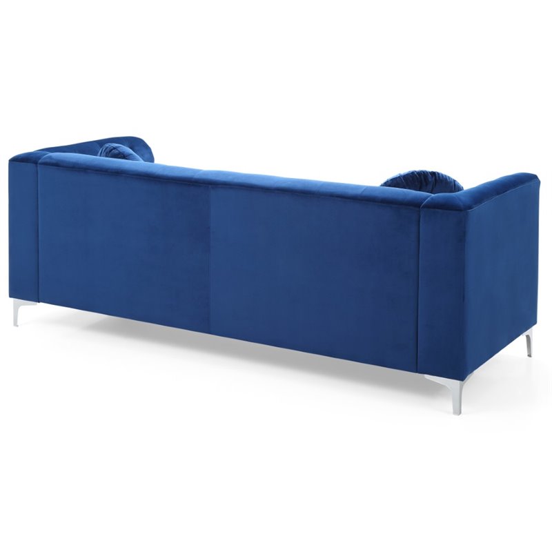 Glory Furniture Pompano Velvet Upholstered Sofa in Navy Blue
