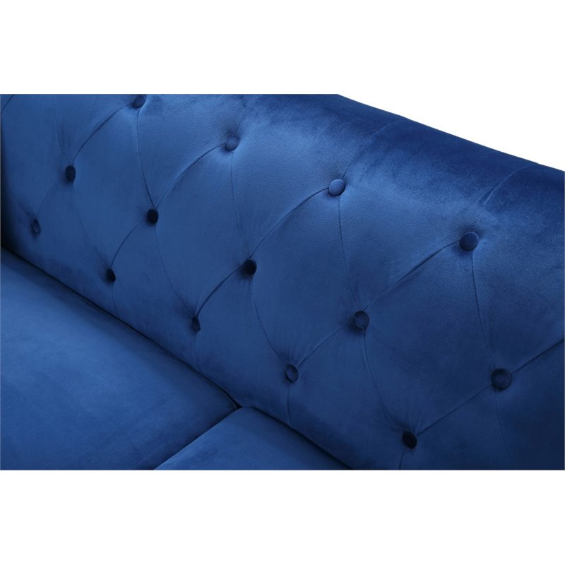 Glory Furniture Pompano Velvet Upholstered Sofa in Navy Blue