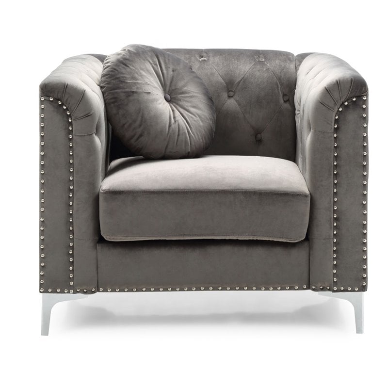 Glory Furniture Pompano Velvet Chair in Dark Gray