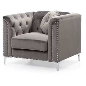 Glory Furniture Pompano Velvet Chair in Dark Gray